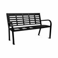 Paris Site Furnishings Lasting Impressions 4' Black Steel Park Bench 48'' x 23 7/8'' x 33 1/8'' 969460225